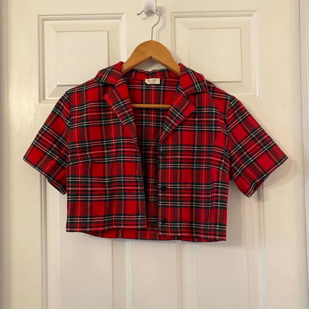 Brandy Melville John Galt Plaid Crop Top